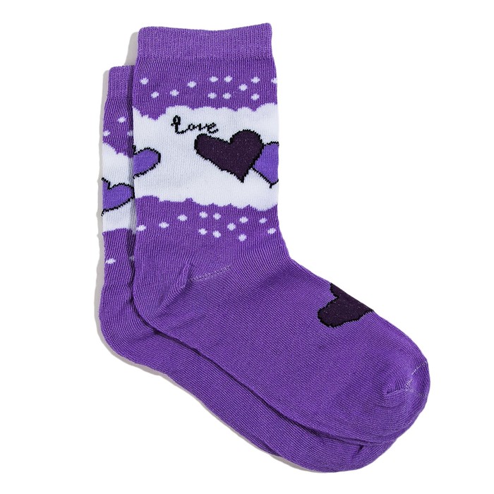 Носки женские "Парные сердца" Нжх413 цвет фиолетовый, р-р 36-39