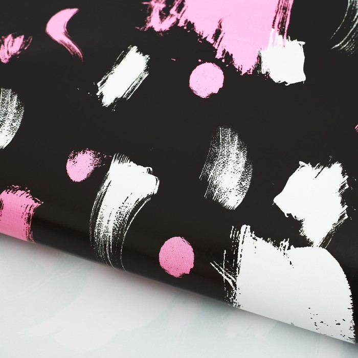 Бумага упаковочная глянцевая "Мазки на черном фоне", 100х70 см