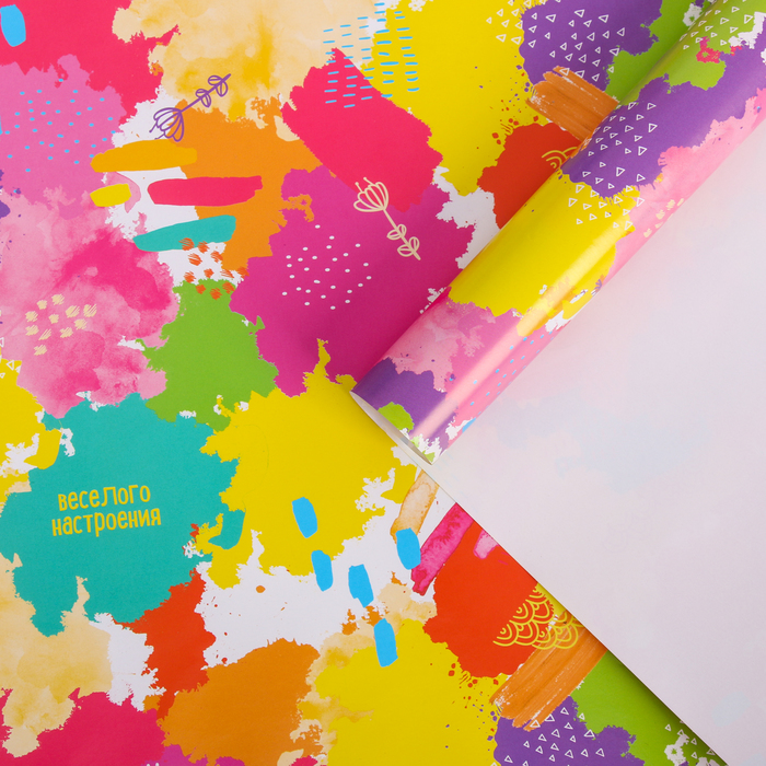 Бумага упаковочная глянцевая "Рисунок с разводом", 100х70 см