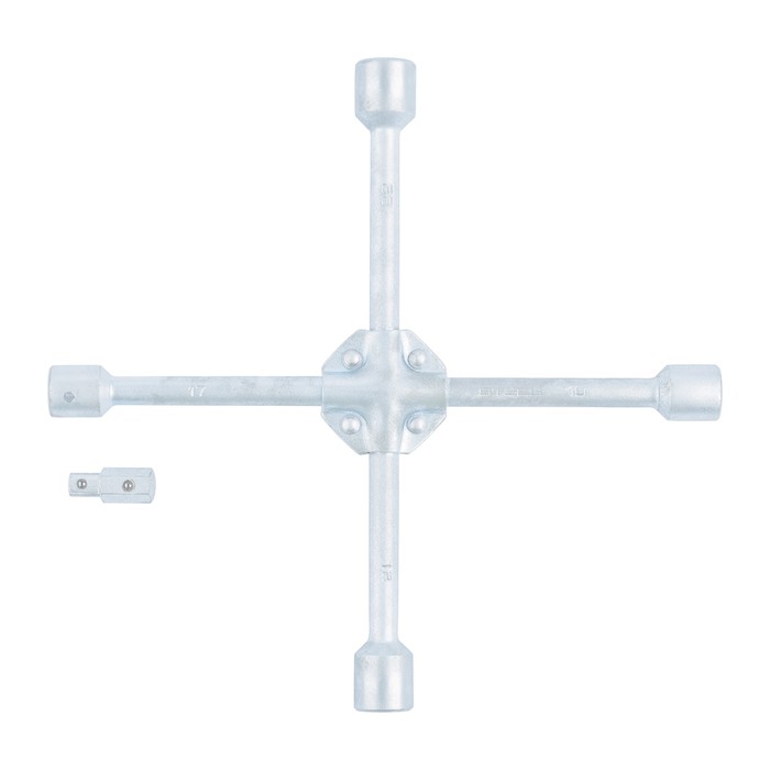 Ключ-крест STELS, баллонный, 17 х 19 х 21 х 22 х 1/2 , усиленный, с переходником на 1/2"