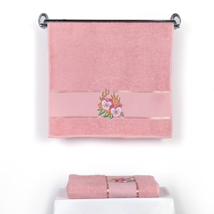 КМП в коробке MERZUKA махр.  50х80/70х130 2 пр. VIOLET брусничный , хлопок,  380г/м2