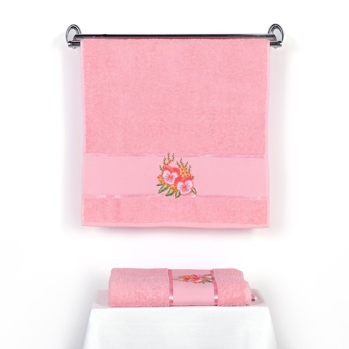 КМП в коробке MERZUKA махр.  50х80/70х130 2 пр. VIOLET персиковый , хлопок,  380г/м2