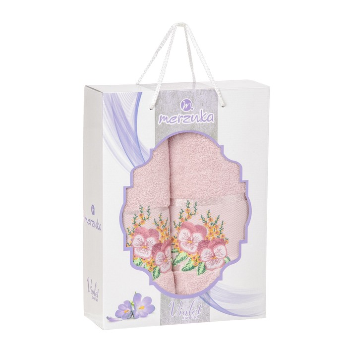 КМП в коробке MERZUKA махр. 50х80/70х130 2 пр. VIOLET розовый , хлопок, 380г/м2