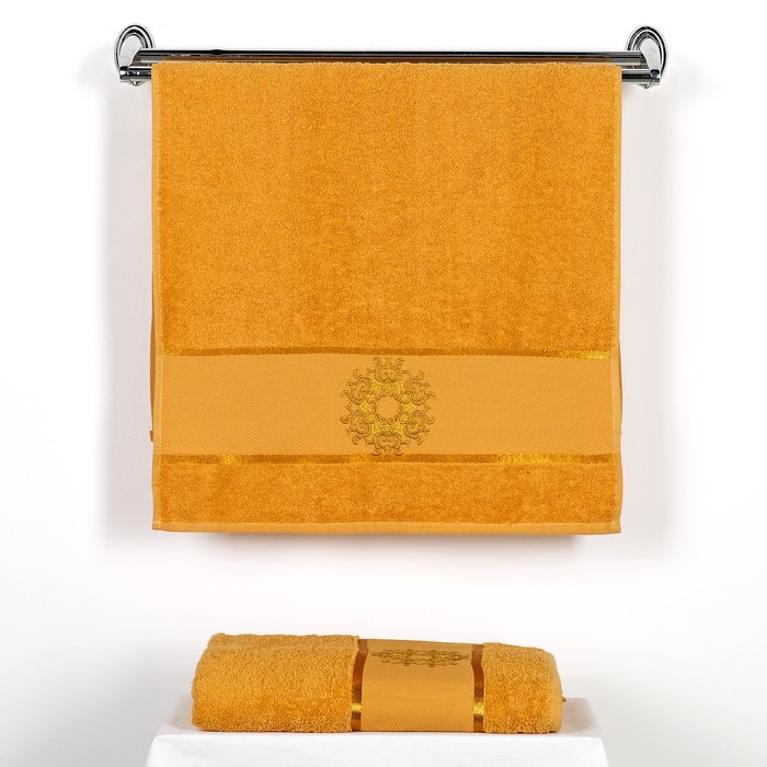 КМП в коробке MERZUKA махр. 50х80/70х130 2 пр. DAMASK горчичный , хлопок, 380г/м2