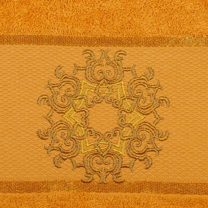 КМП в коробке MERZUKA махр. 50х80/70х130 2 пр. DAMASK горчичный , хлопок, 380г/м2