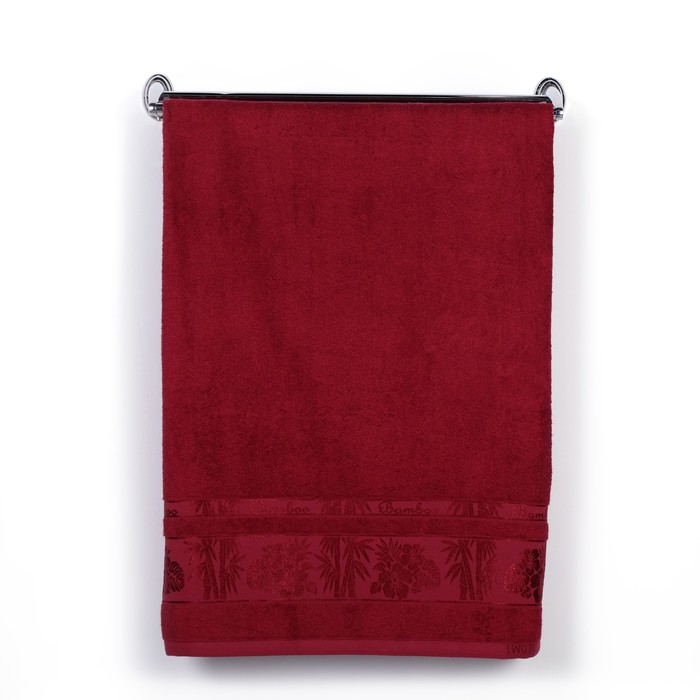 Полотенце TWO DOLPHINS ,50x90 см (E589) GOLD бордовый , бамбук, 400г/м