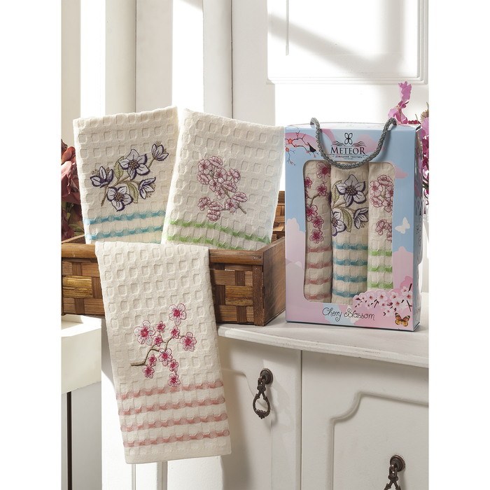 Набор салфеток в коробке METEOR вафель. 40*60 3 шт. SOLE SAKURA, хлопок, 230г/м