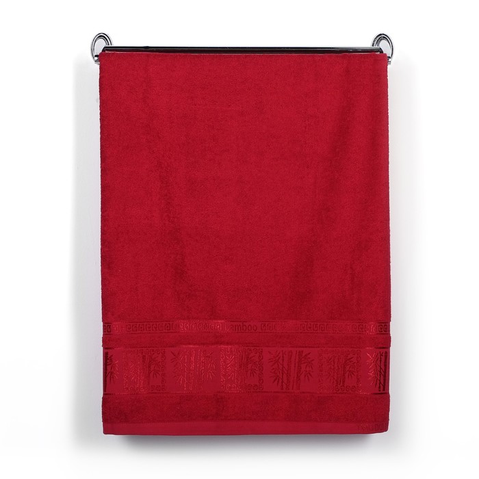 Полотенце TWO DOLPHINS ,50x90 см (E588) VIP бордовый , бамбук, 400г/м
