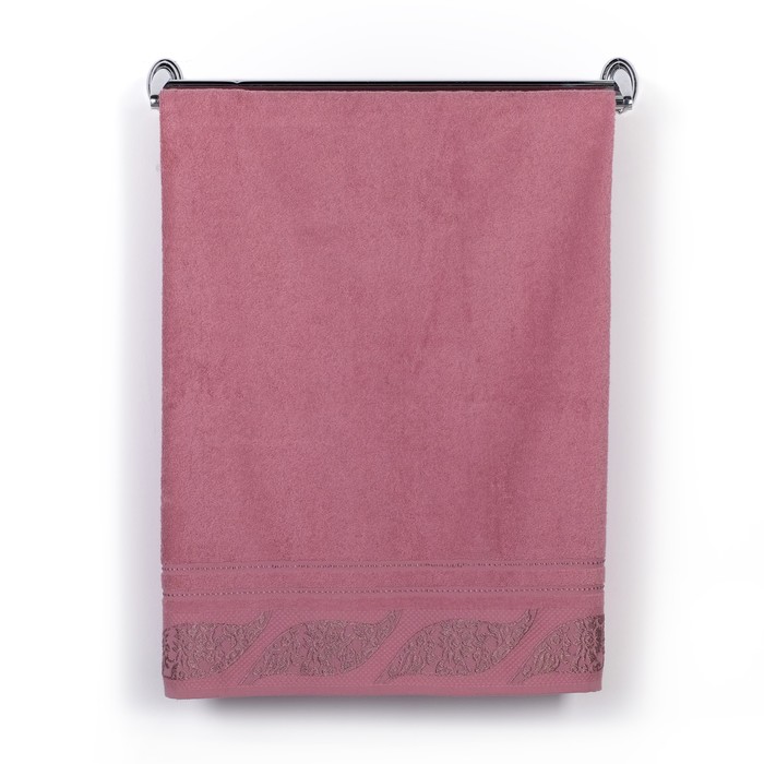 Полотенце DO&amp;CO махр. жаккард 50*90 см FERZAN брусничный хлопок 100%,440г/м