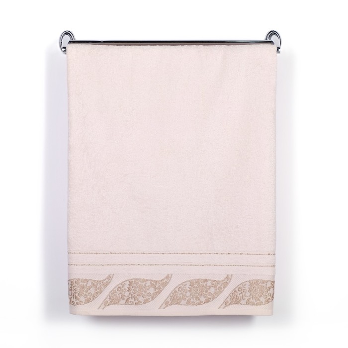 Полотенце DO&amp;CO махр. жаккард 50*90 см FERZAN кремовый  хлопок 100%,440г/м