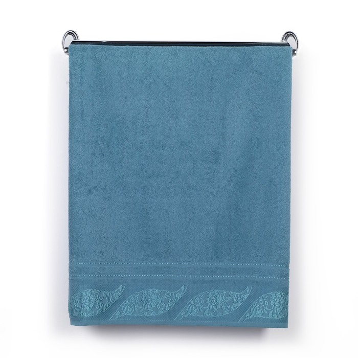 Полотенце DO&amp;CO махр. жаккард 50*90 см FERZAN темно- бирюзовый хлопок 100%,440г/м