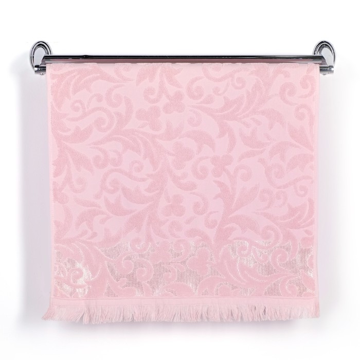 Полотенце DO&amp;CO махр. жаккард с бахромой 50*90 см AMAZON розовый хлопок 100%,440г/м
