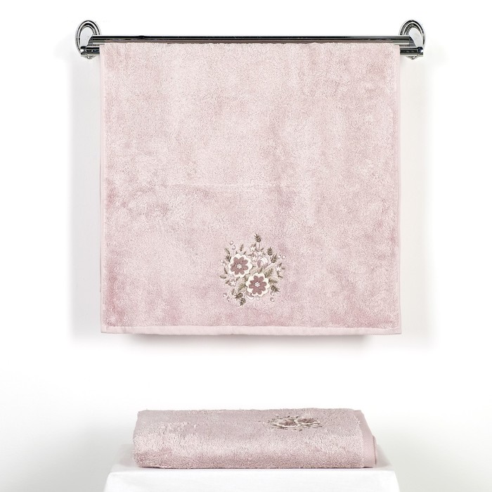 КМП в коробке SIKEL 3д с вышивкой 50х90/70х140 2 пр. FLORIDA лиловый бамбук 440г/м2