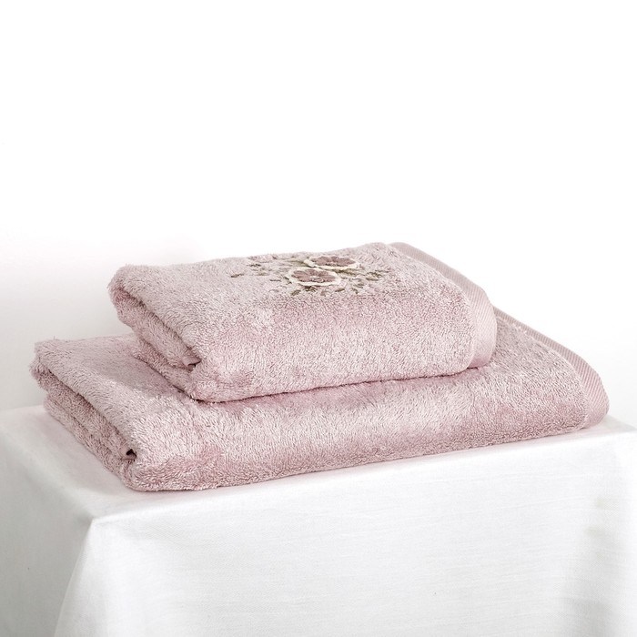 КМП в коробке SIKEL 3д с вышивкой 50х90/70х140 2 пр. FLORIDA лиловый бамбук 440г/м2