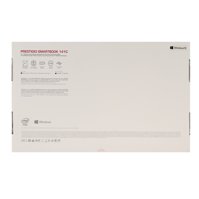 Ноутбук Prestigio SmartBook 141C, Quad Core Intel Atom Z8350 1.44GHz, 2GB/32GB, черный