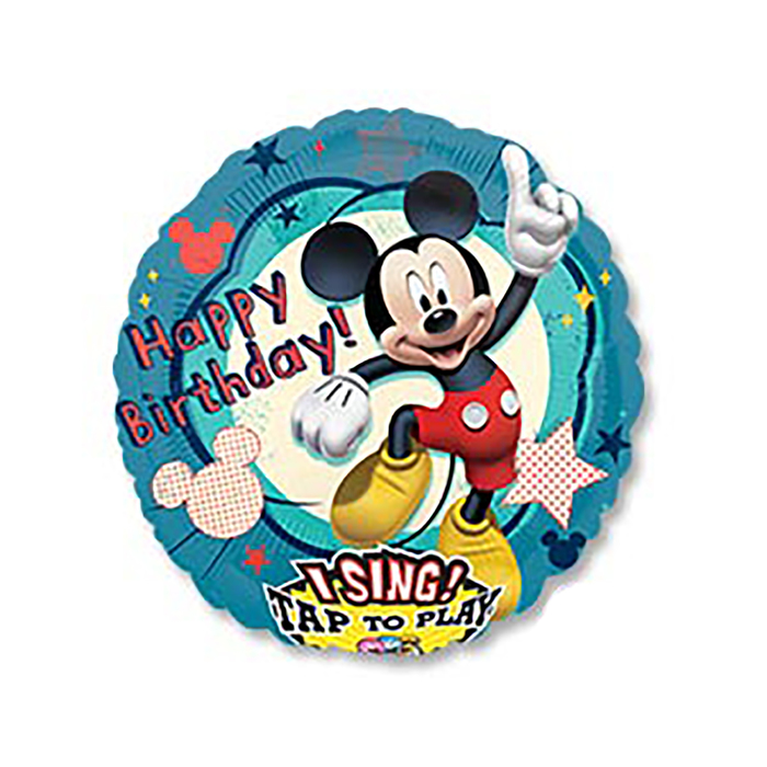 Шар фольгированный Музыкальный Happy Birthday Микки Маус танцующий P75 28" Круг АГ