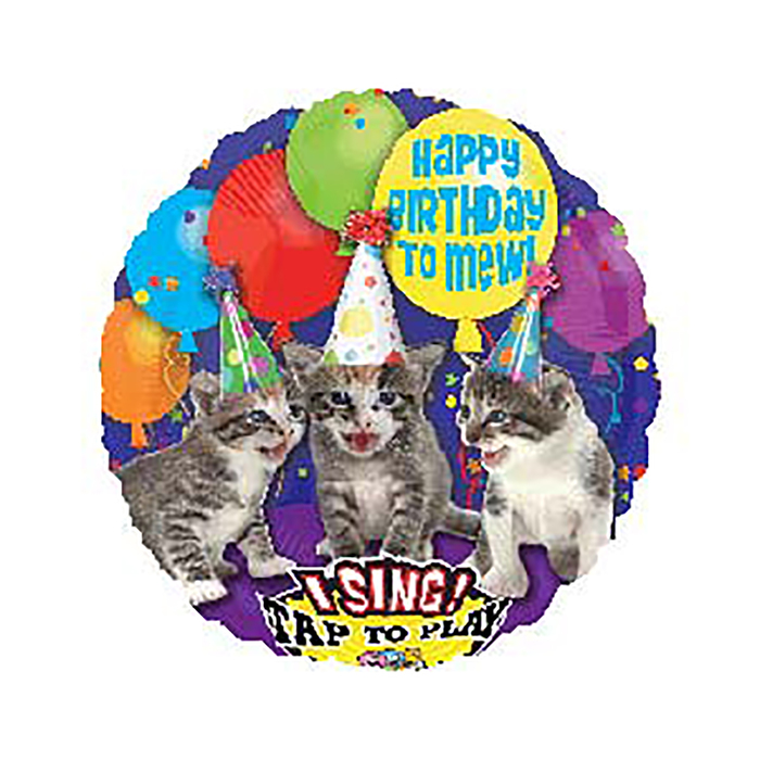 Шар фольгированный Музыкальный Happy Birthday Кошки P60 28" Круг АГ