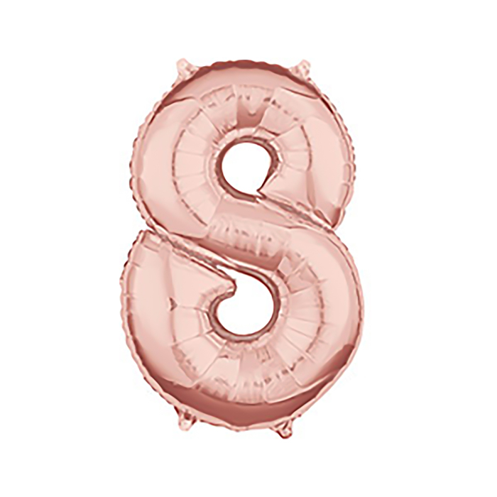 Шар фольгированный 26" "ЦИФРА 8" Розовое золото, Rose Gold А