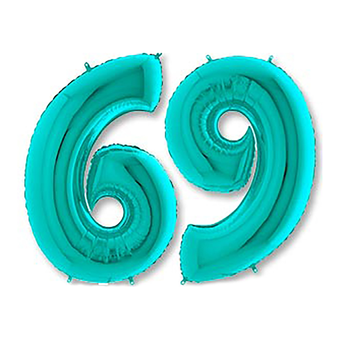 Шар фольгированный 40" "Цифра 6/9", цвет бирюзовый, Tiffany