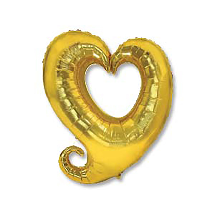 Шар фольгированный 32" Сердце Вензель золотой Gold FM