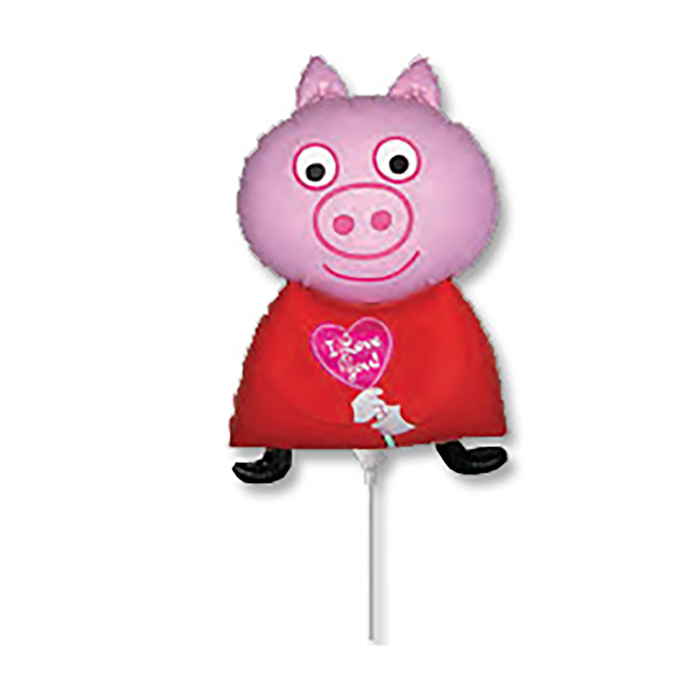 Шар фольгированный 9" Поросенок с сердечком FM
