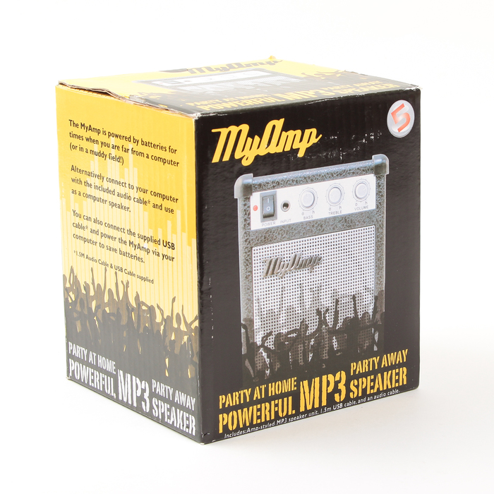 Портативная колонка MyAmp, разъем 3.5 jack, питание от USB/3 батарейки АА