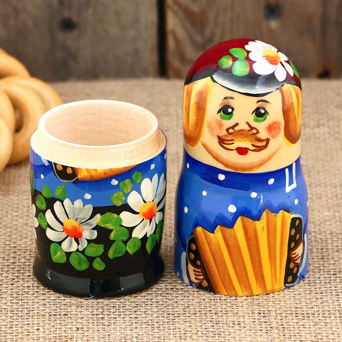 Штоф «Хлопчик с баяном», синяя рубаха, 0,05 л, 15 см