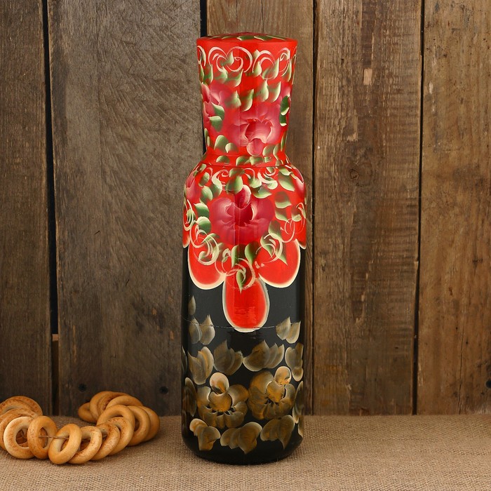 Штоф «Девушка», красный платок, длинное горло, гуляния, 0,8 л, 42 см