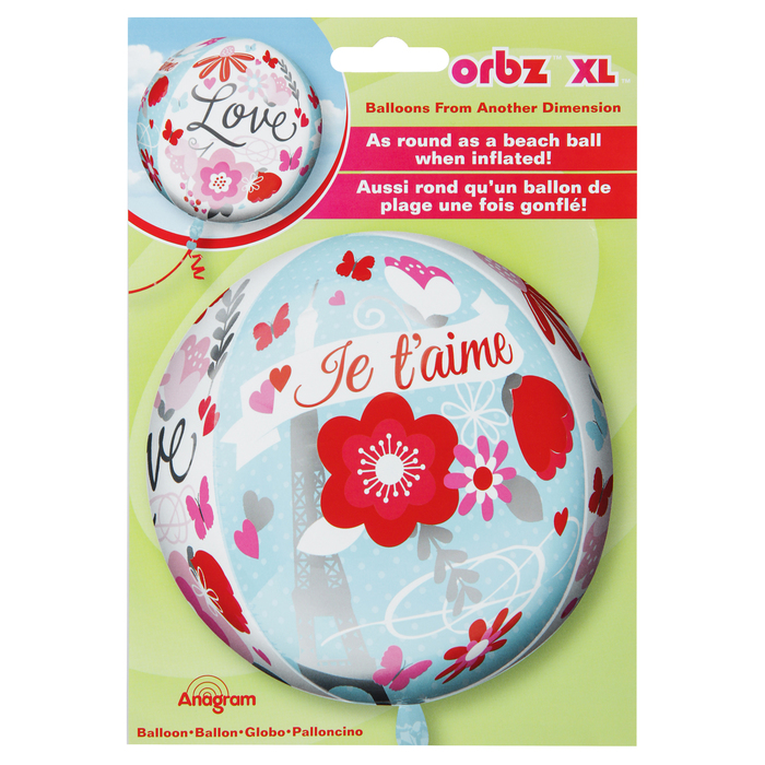 Шар фольгированный 3D СФЕРА 16" Love Встреча в Париже" АГ