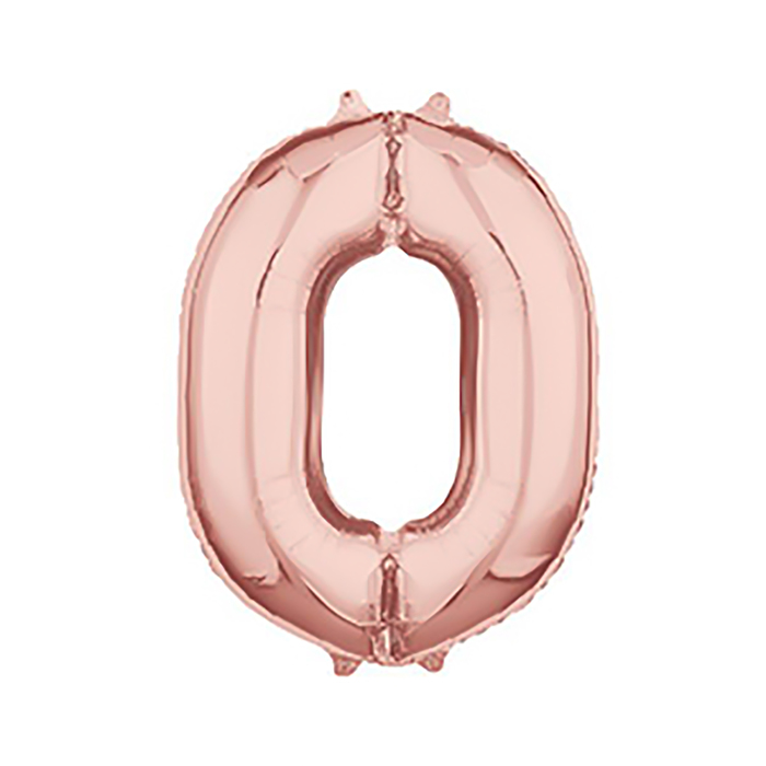 Шар фольгированный 26" "ЦИФРА 0" Розовое золото, Rose Gold А