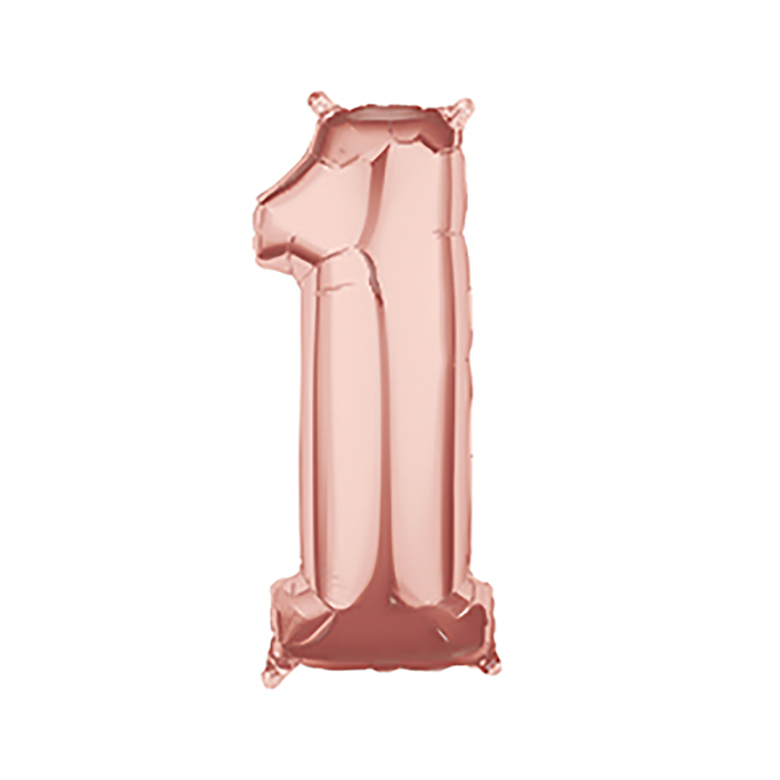 Шар фольгированный 26" "ЦИФРА 1" Розовое золото, Rose Gold А