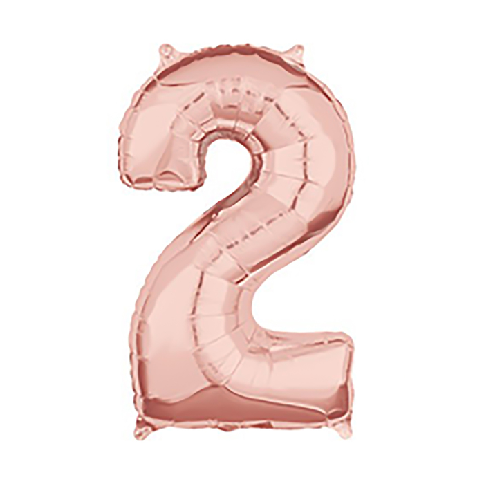 Шар фольгированный 26" "ЦИФРА 2" Розовое золото, Rose Gold А