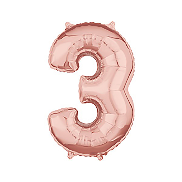 Шар фольгированный 26" "ЦИФРА 3" Розовое золото, Rose Gold А