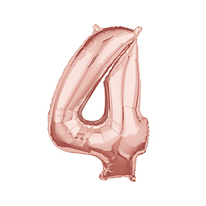 Шар фольгированный 26" "ЦИФРА 4" Розовое золото, Rose Gold А