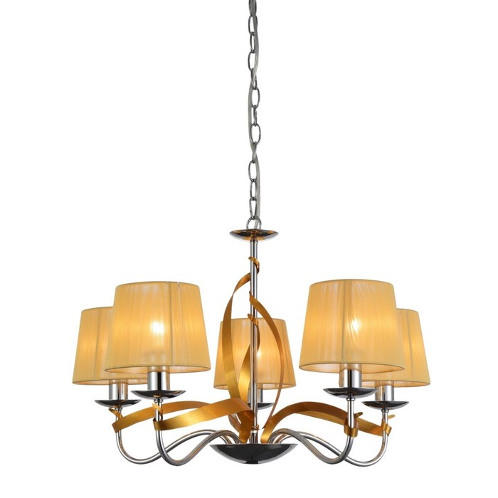 Люстра подвесная "Лиди" E14, 5x40W хром, золотой 61x61x150см