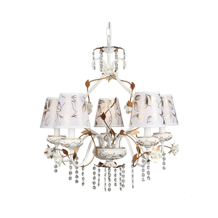 Люстра подвесная "Войцеха" E14, 5x40W белый, золотой 70x70x115см