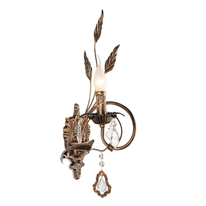 Бра "Данута" E14, 1x40W коричневый, золотой 22x27x50см