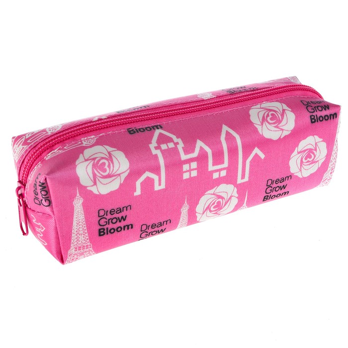 Пенал мягкий 1 отделение, малый, ткань 60х195 мм "Розовый город сатин"