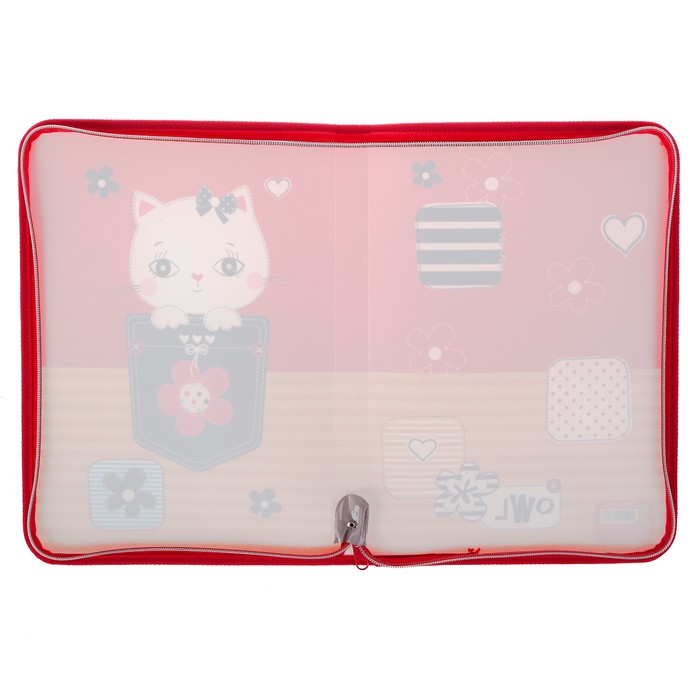 Папка для тетрадей А4, молния вокруг, пластиковая «Котенок в кармашке»