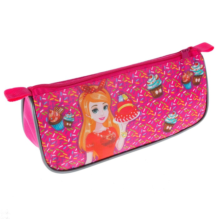 Пенал мягкий 1 отделение, объемный 105x220x65 мм, Премиум "Красотка кондитер"
