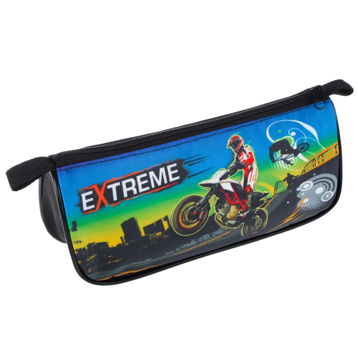 Пенал мягкий 1 отделение, объемный 105x220x65 мм, Премиум "Мото фристайл"