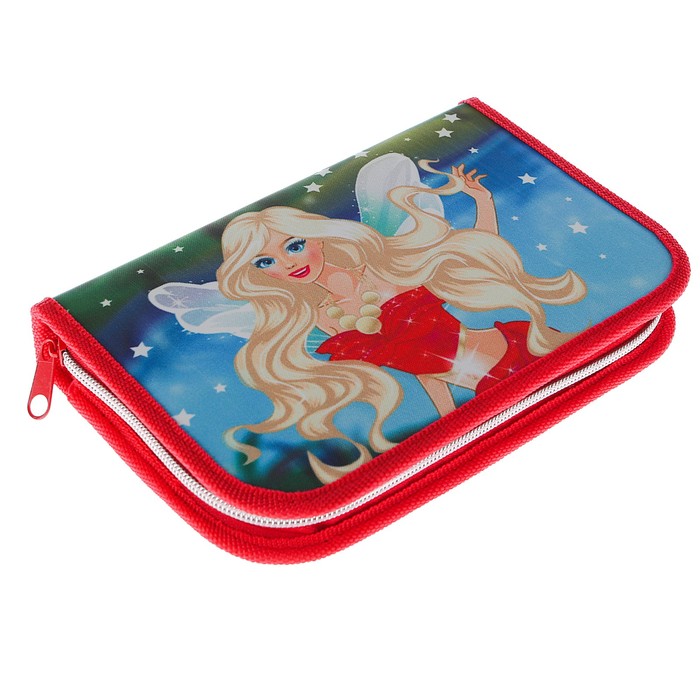 Пенал 1 секция 130 х 190 мм, откидная планка, ткань ПО-41 «Принцесса фея»