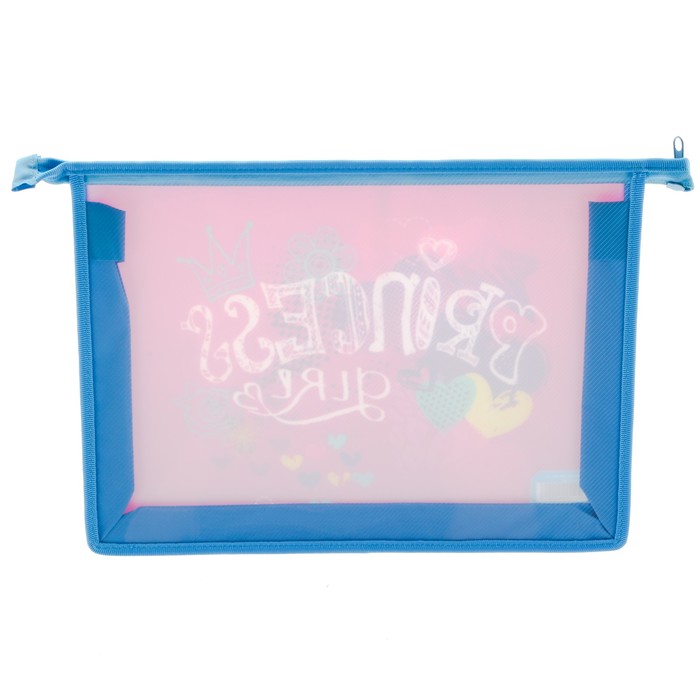 Папка для тетрадей А4, молния сверху, пластиковая Princess girl