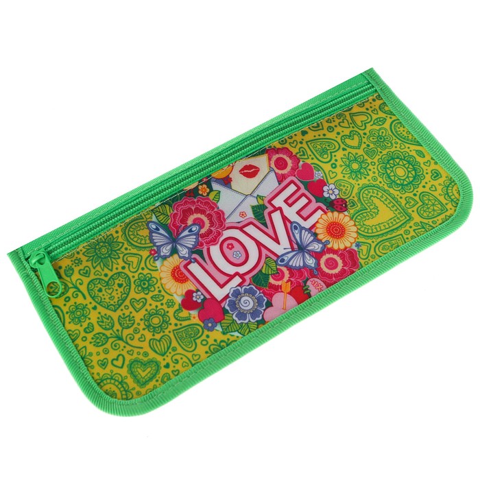 Пенал мягкий 1 отделение, плоский 115x215 мм "Цветочки"