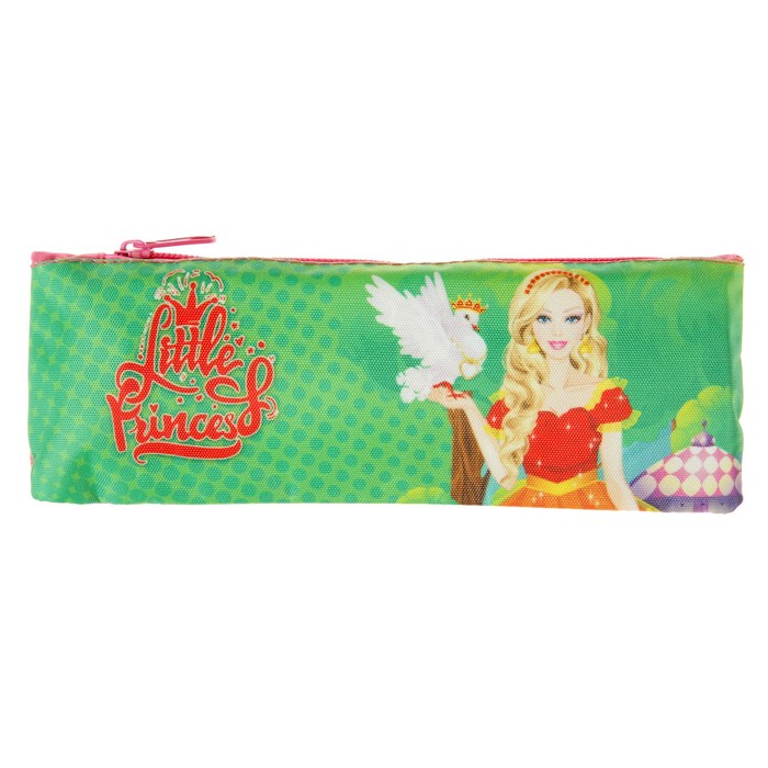 Пенал мягкий 1 отделение, плоский 70х195 мм "Принцесса с птичкой"