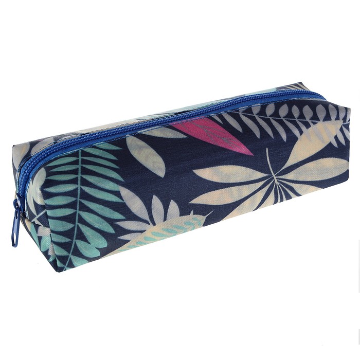 Пенал мягкий 1 отделение, малый, ткань 60х195 мм "Листочки сатин"