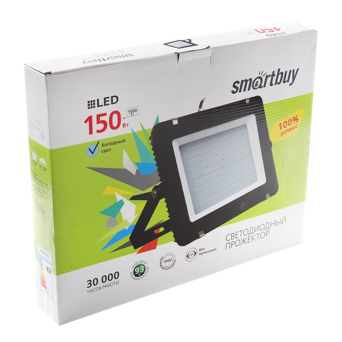 Прожектор светодиодный Smartbuy iPad style, 150 Вт, IP65, 6500 К, холодный свет