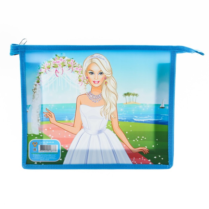 Папка для тетрадей А5, молния сверху, пластиковая "Красавица"