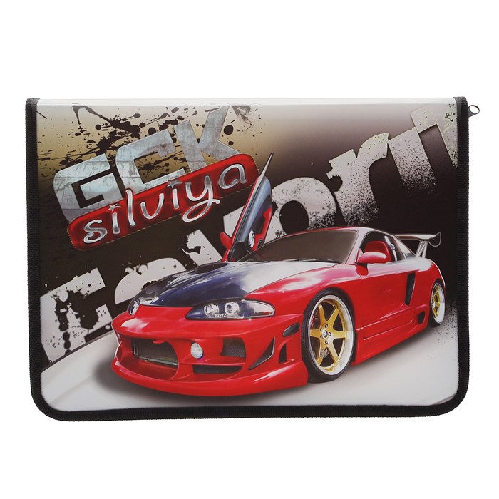 Папка для тетрадей А4, молния вокруг, пластиковая «Быстрая машина»