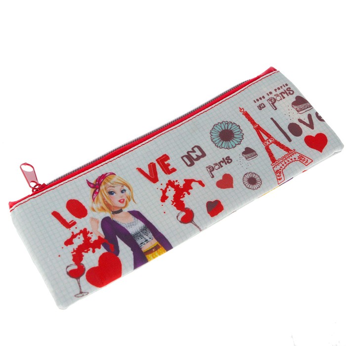 Пенал мягкий 1 отделение, плоский 70х195 мм "Любовь к парижу"